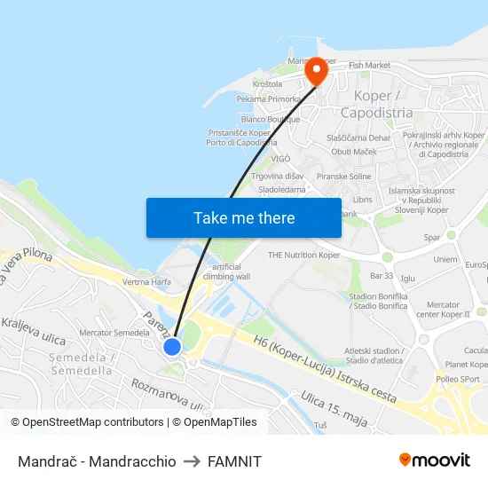 Mandrač - Mandracchio to FAMNIT map