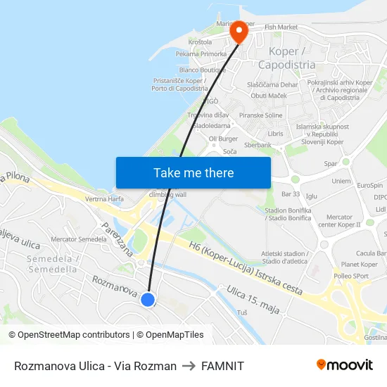 Rozmanova Ulica - Via Rozman to FAMNIT map