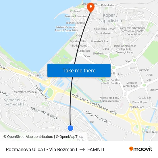 Rozmanova Ulica I - Via Rozman I to FAMNIT map