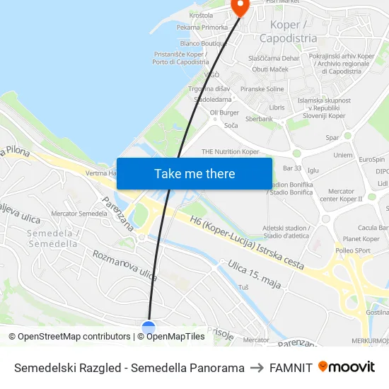 Semedelski Razgled - Semedella Panorama to FAMNIT map