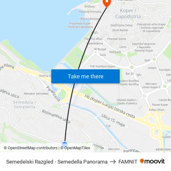 Semedelski Razgled - Semedella Panorama to FAMNIT map