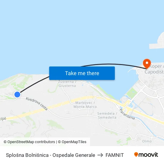 Splošna Bolnišnica - Ospedale Generale to FAMNIT map