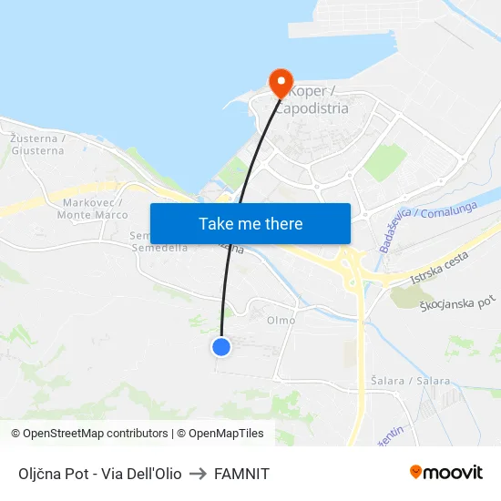 Oljčna Pot - Via Dell'Olio to FAMNIT map