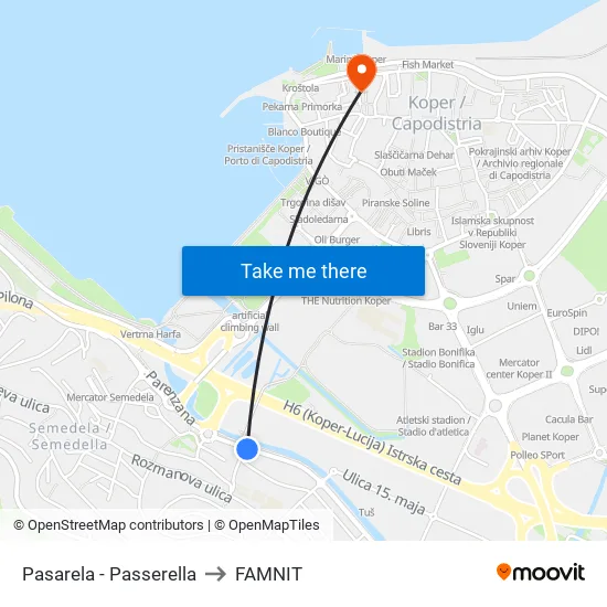 Pasarela - Passerella to FAMNIT map