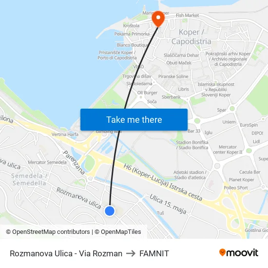 Rozmanova Ulica - Via Rozman to FAMNIT map