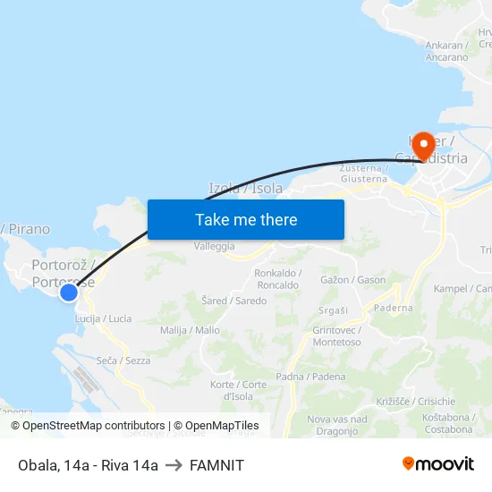 Obala, 14a - Riva 14a to FAMNIT map