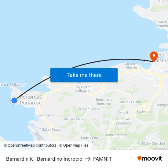 Bernardin K - Bernardino Incrocio to FAMNIT map