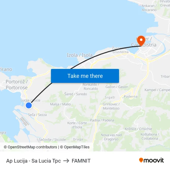 Ap Lucija - Sa Lucia   Tpc to FAMNIT map