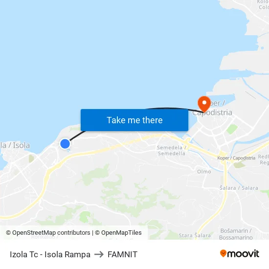 Izola Tc - Isola Rampa to FAMNIT map