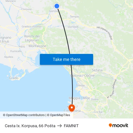 Cesta Ix. Korpusa, 66  Pošta to FAMNIT map