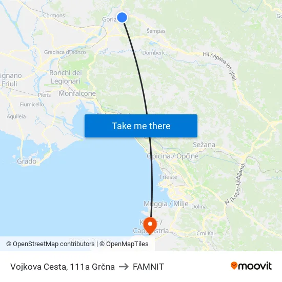 Vojkova Cesta, 111a  Grčna to FAMNIT map