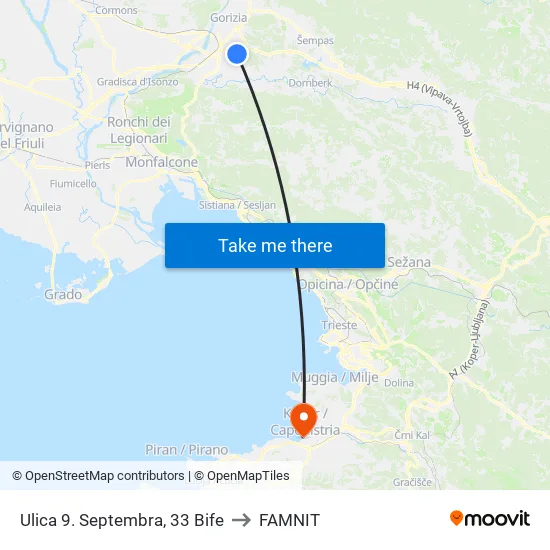 Ulica 9. Septembra, 33  Bife to FAMNIT map