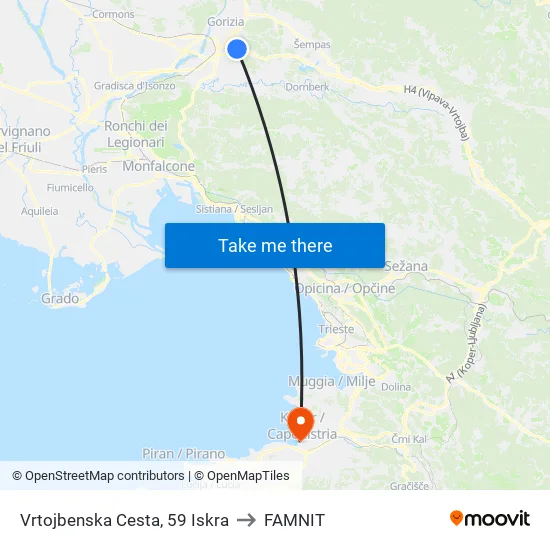 Vrtojbenska Cesta, 59  Iskra to FAMNIT map