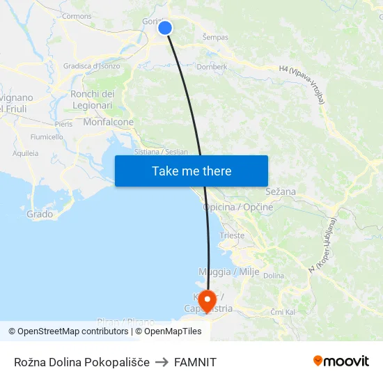 Rožna Dolina  Pokopališče to FAMNIT map