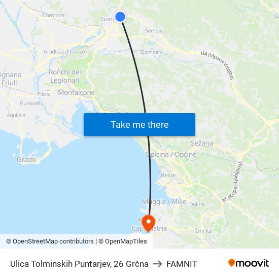 Ulica Tolminskih Puntarjev, 26  Grčna to FAMNIT map