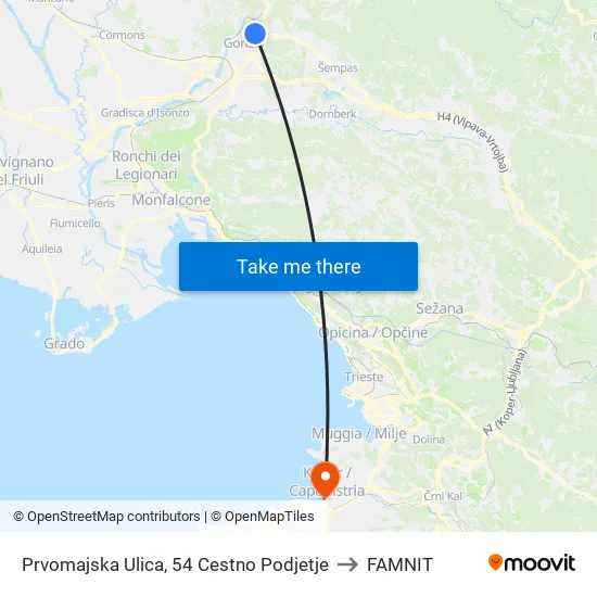 Prvomajska Ulica, 54  Cestno Podjetje to FAMNIT map