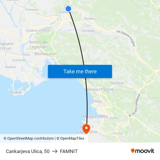 Cankarjeva Ulica, 50 to FAMNIT map