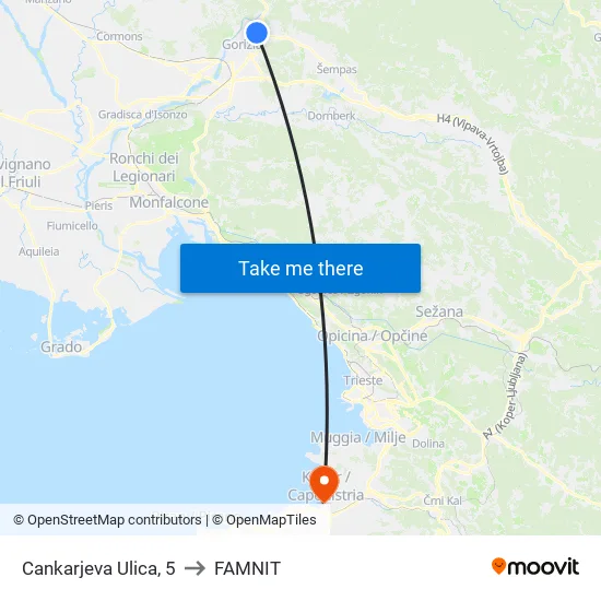 Cankarjeva Ulica, 5 to FAMNIT map