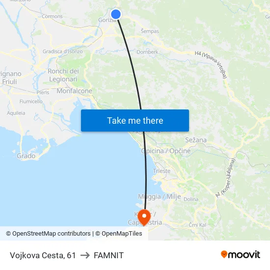 Vojkova Cesta, 61 to FAMNIT map