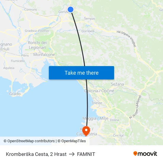 Kromberška Cesta, 2 Hrast to FAMNIT map