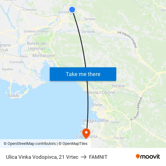 Ulica Vinka Vodopivca, 21  Vrtec to FAMNIT map