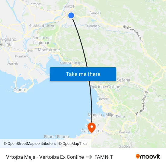 Vrtojba Meja - Vertoiba Ex Confine to FAMNIT map