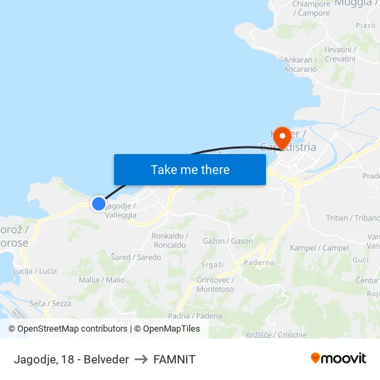 Jagodje, 18 - Belveder to FAMNIT map