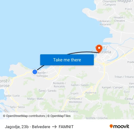 Jagodje, 23b - Belvedere to FAMNIT map