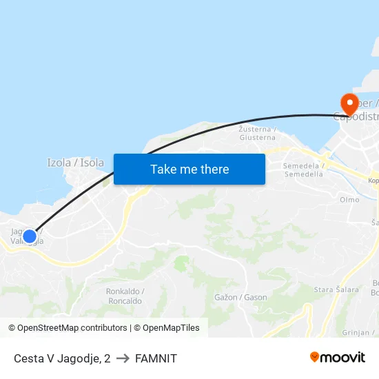 Cesta V Jagodje, 2 to FAMNIT map