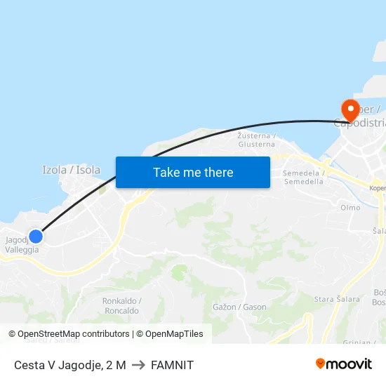 Cesta V Jagodje, 2  M to FAMNIT map