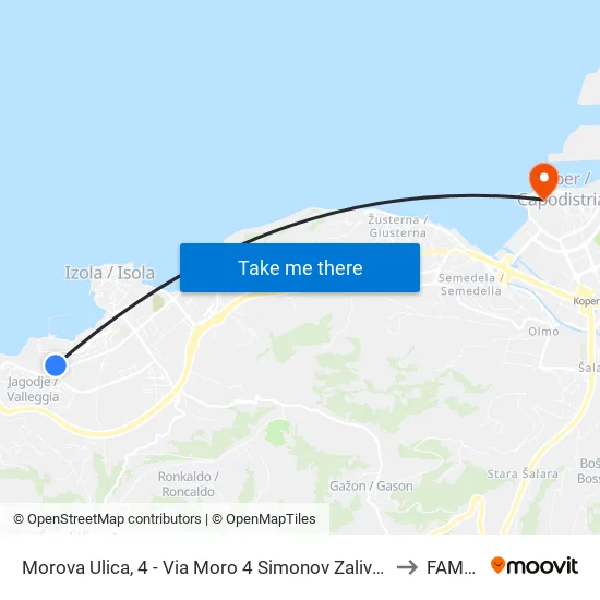 Morova Ulica, 4 - Via Moro 4  Simonov Zaliv-San Simòn to FAMNIT map