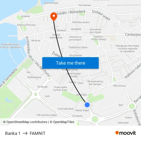 Banka 1 to FAMNIT map