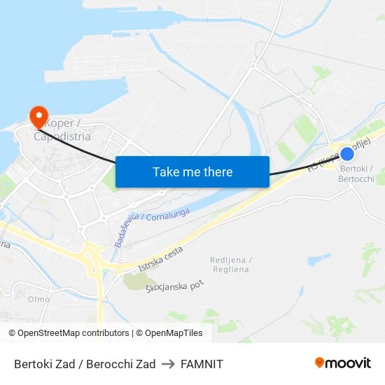 Bertoki Zad / Berocchi Zad to FAMNIT map