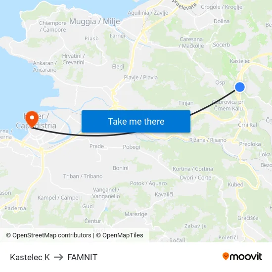 Kastelec K to FAMNIT map