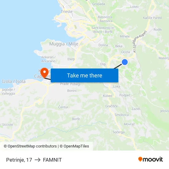 Petrinje, 17 to FAMNIT map