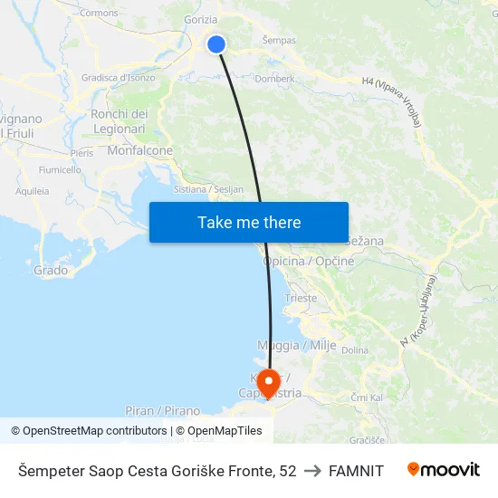 Šempeter Saop Cesta Goriške Fronte, 52 to FAMNIT map