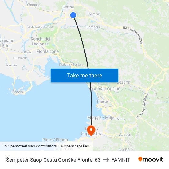 Šempeter Saop Cesta Goriške Fronte, 63 to FAMNIT map