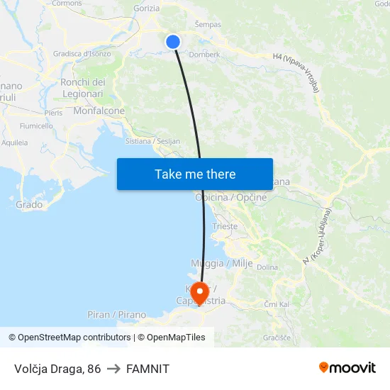 Volčja Draga, 86 to FAMNIT map