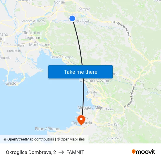 Okroglica  Dombrava, 2 to FAMNIT map