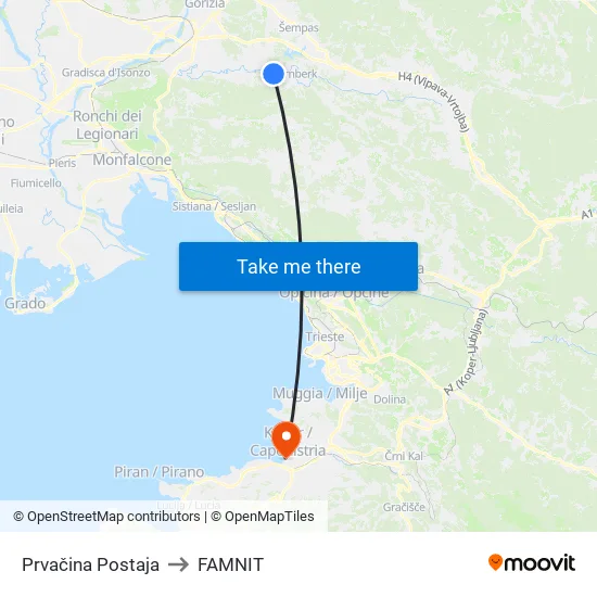 Prvačina  Postaja to FAMNIT map