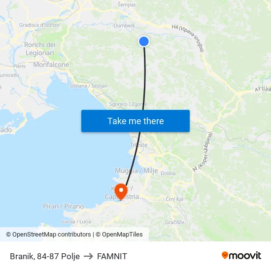 Branik, 84-87  Polje to FAMNIT map