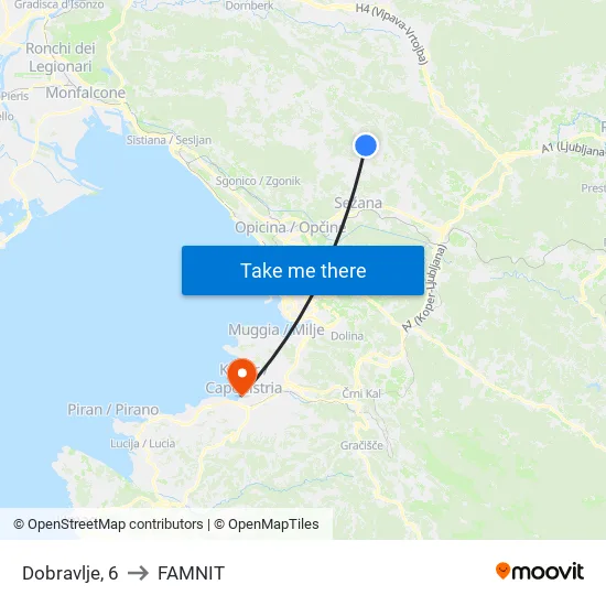 Dobravlje, 6 to FAMNIT map