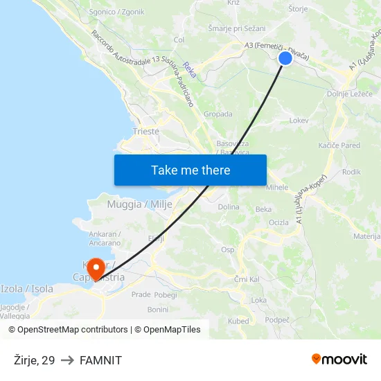 Žirje, 29 to FAMNIT map