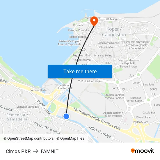 Cimos P&R to FAMNIT map