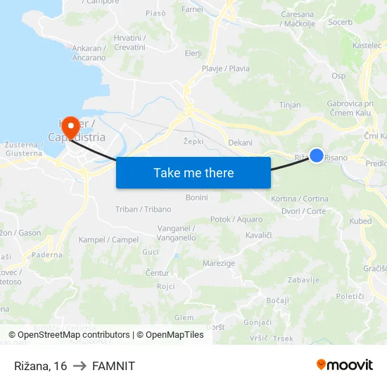Rižana, 16 to FAMNIT map