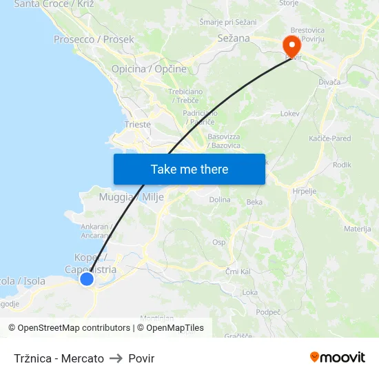 Tržnica - Mercato to Povir map