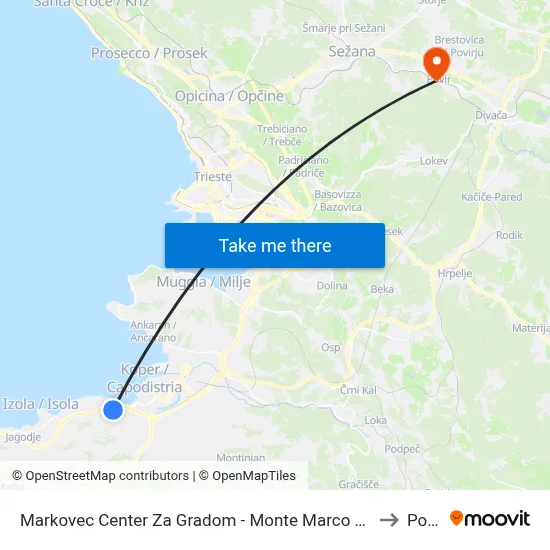Markovec Center Za Gradom - Monte Marco Centro to Povir map