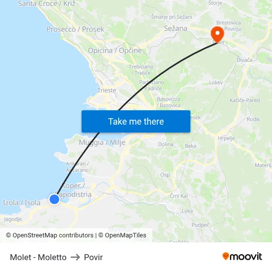 Molet - Moletto to Povir map