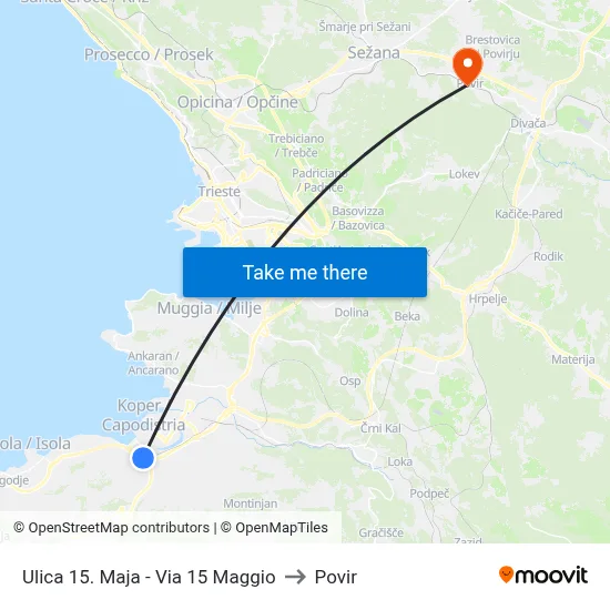 Ulica 15. Maja - Via 15 Maggio to Povir map