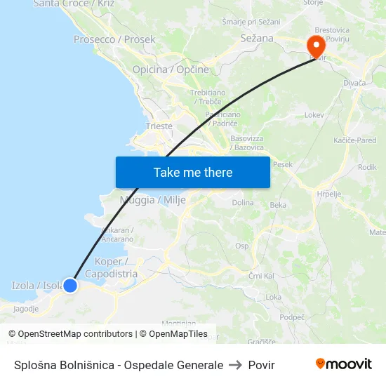 Splošna Bolnišnica - Ospedale Generale to Povir map